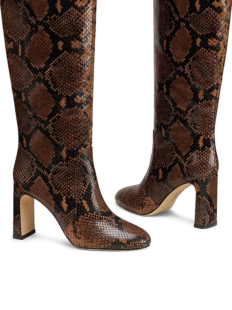 Babette 85MM Snake-Embossed Leather Tubo Boots