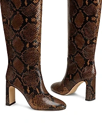 Babette 85MM Snake-Embossed Leather Tubo Boots