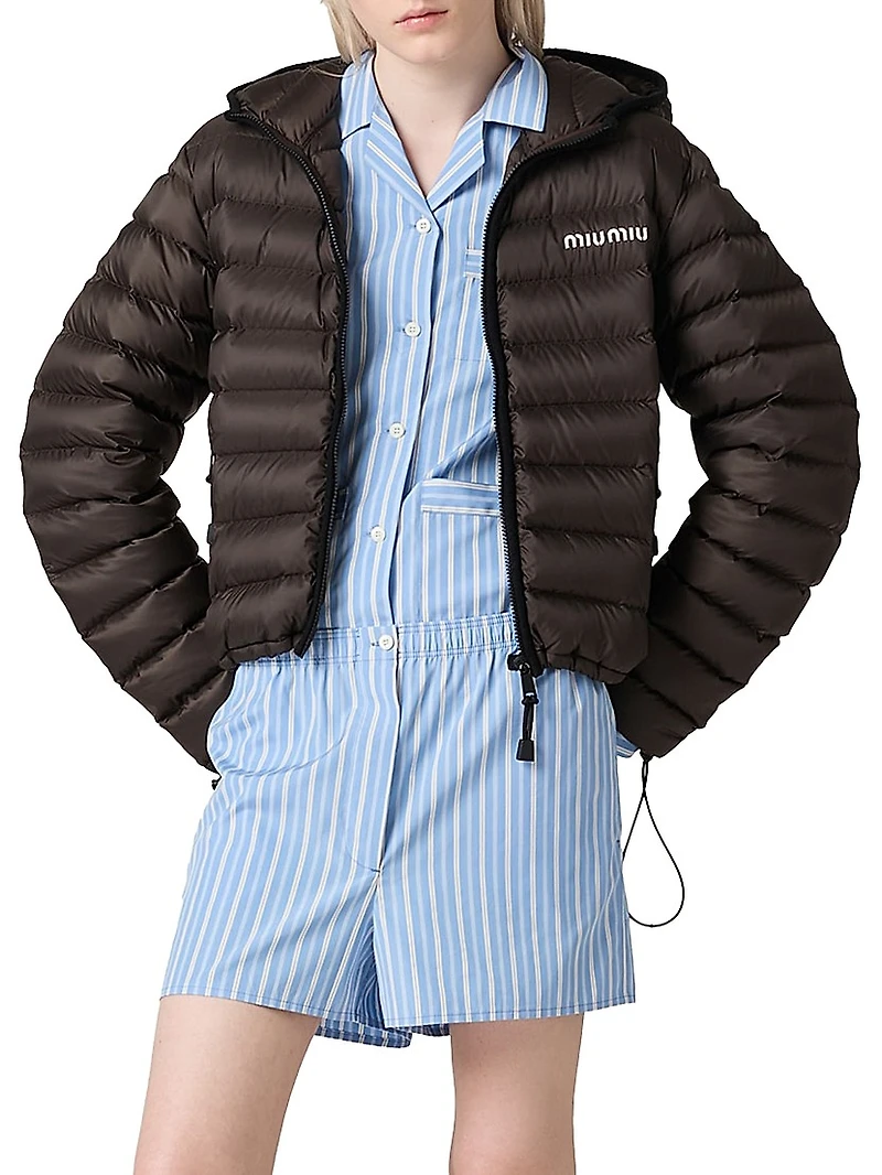 Light Pongé Down Hoodie Jacket