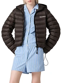 Light Pongé Down Hoodie Jacket