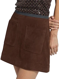 Fran Suede Patch Pocket Miniskirt
