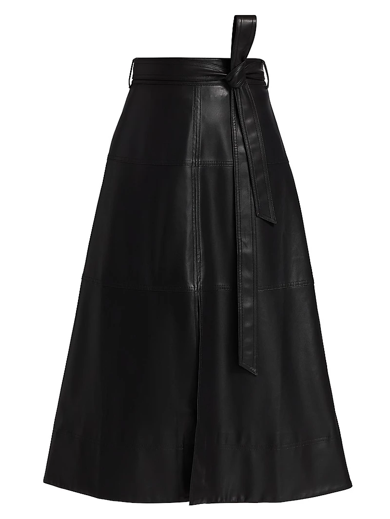 Hudley Faux-Leather Midi-Skirt