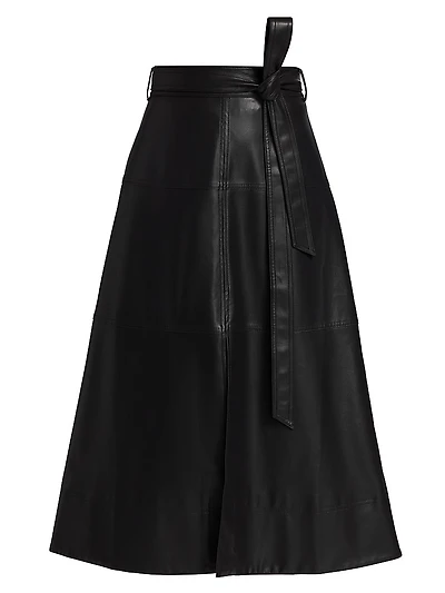 Hudley Faux-Leather Midi-Skirt