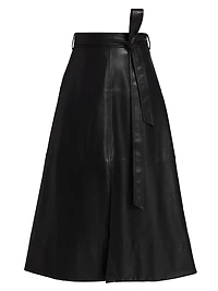 Hudley Faux-Leather Midi-Skirt