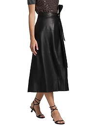 Hudley Faux-Leather Midi-Skirt