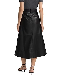 Hudley Faux-Leather Midi-Skirt