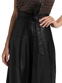 Hudley Faux-Leather Midi-Skirt