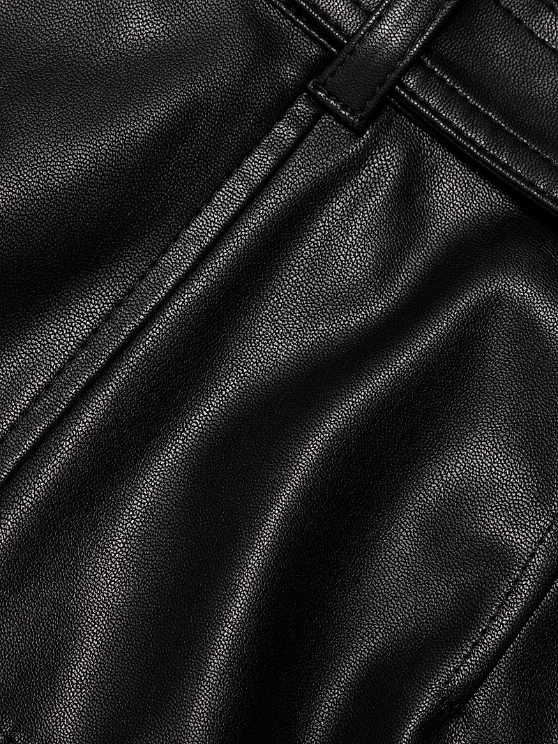 Hudley Faux-Leather Midi-Skirt