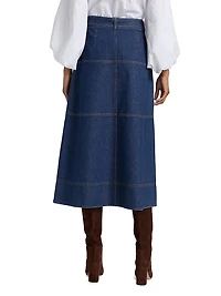 Hudley Tie-Waist Denim Midi-Skirt