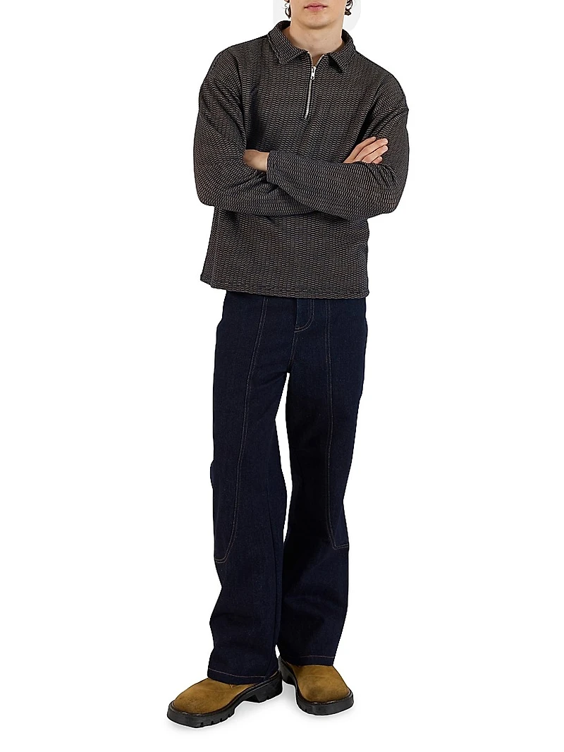 Mini Jacquard Zip Polo Shirt