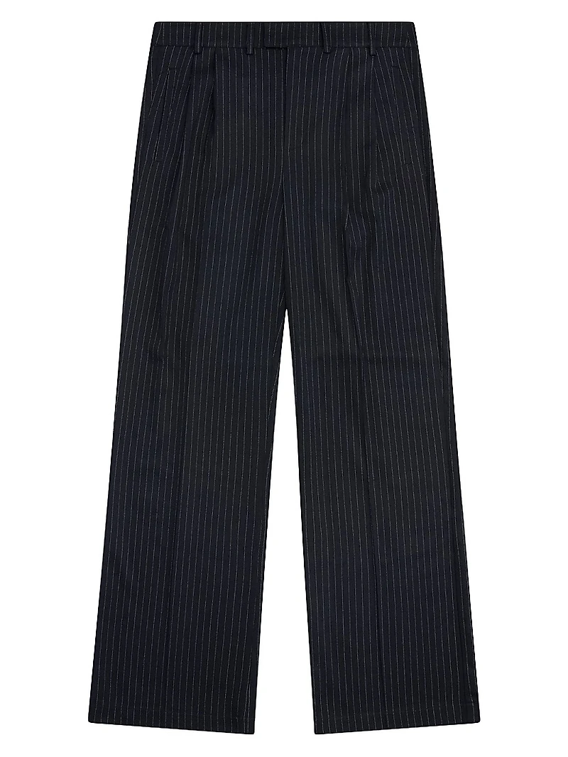 Twill Striped Pleated Trousers