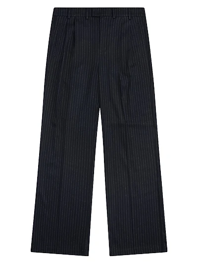 Twill Striped Pleated Trousers