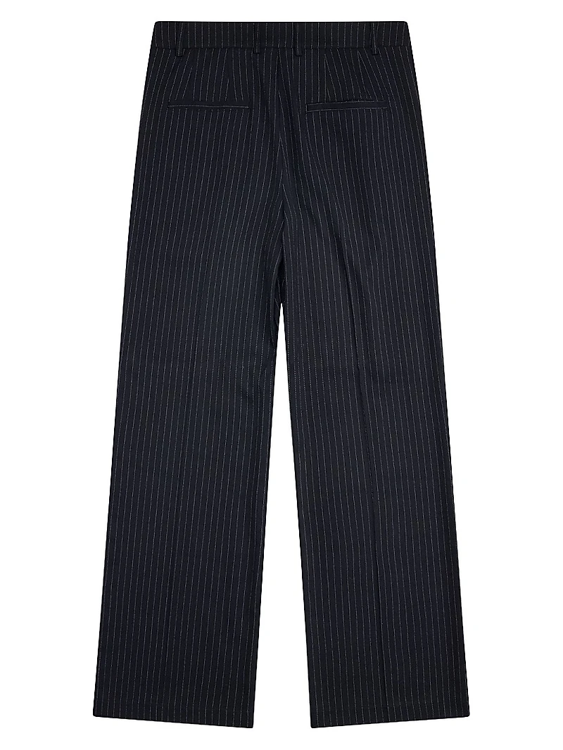 Twill Striped Pleated Trousers