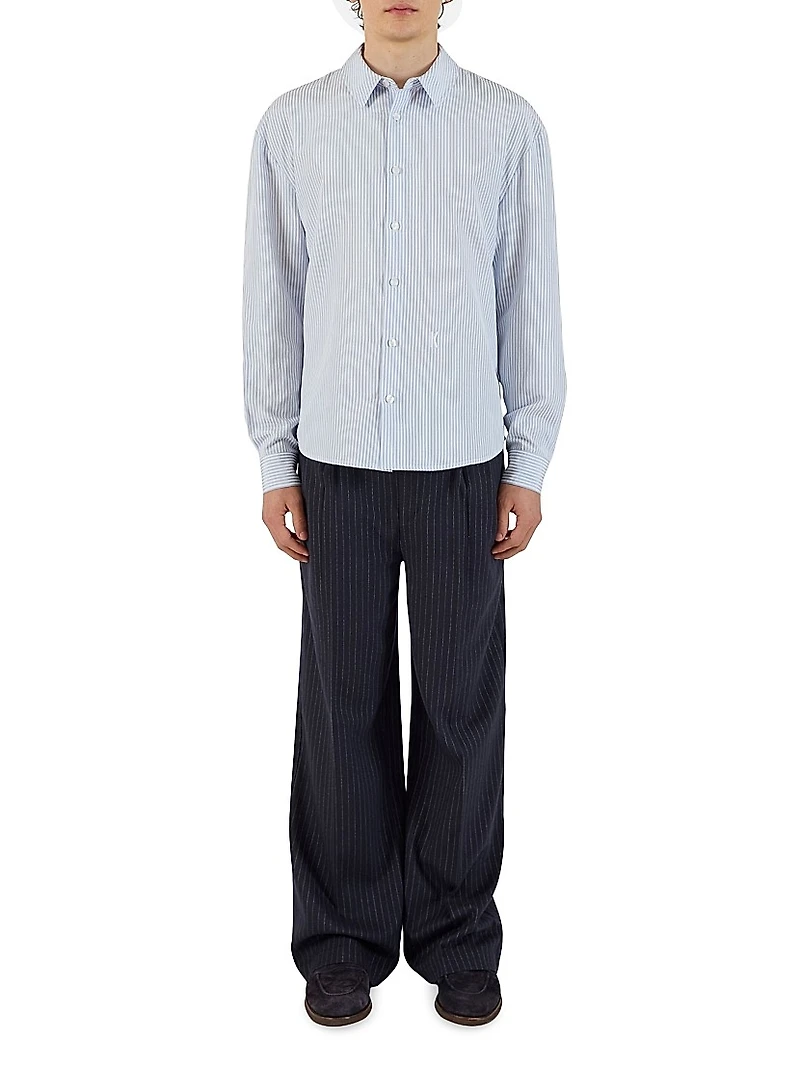 Twill Striped Pleated Trousers