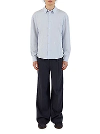 Twill Striped Pleated Trousers