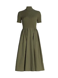 Teresa Rib-Knit Cotton-Blend Midi-Dress