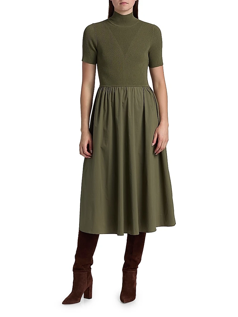 Teresa Rib-Knit Cotton-Blend Midi-Dress