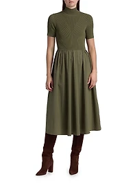 Teresa Rib-Knit Cotton-Blend Midi-Dress