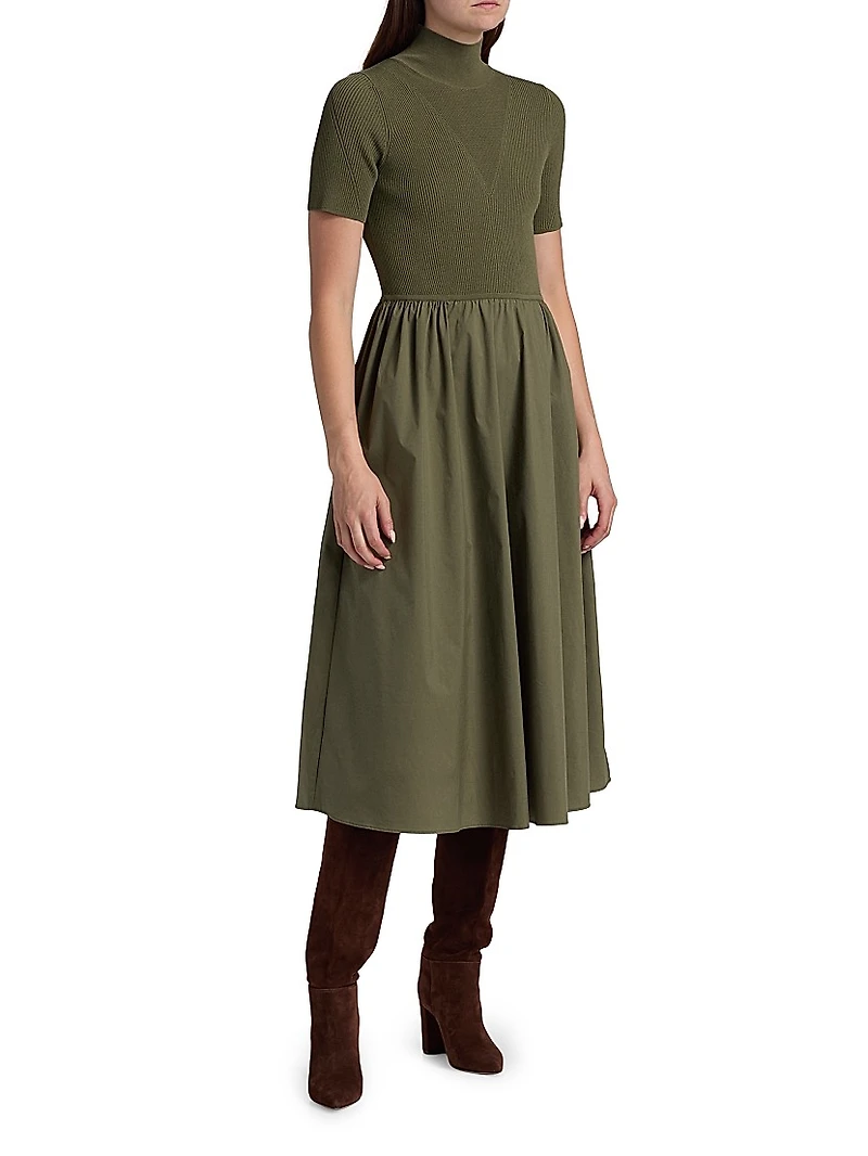 Teresa Rib-Knit Cotton-Blend Midi-Dress