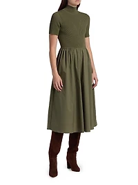 Teresa Rib-Knit Cotton-Blend Midi-Dress