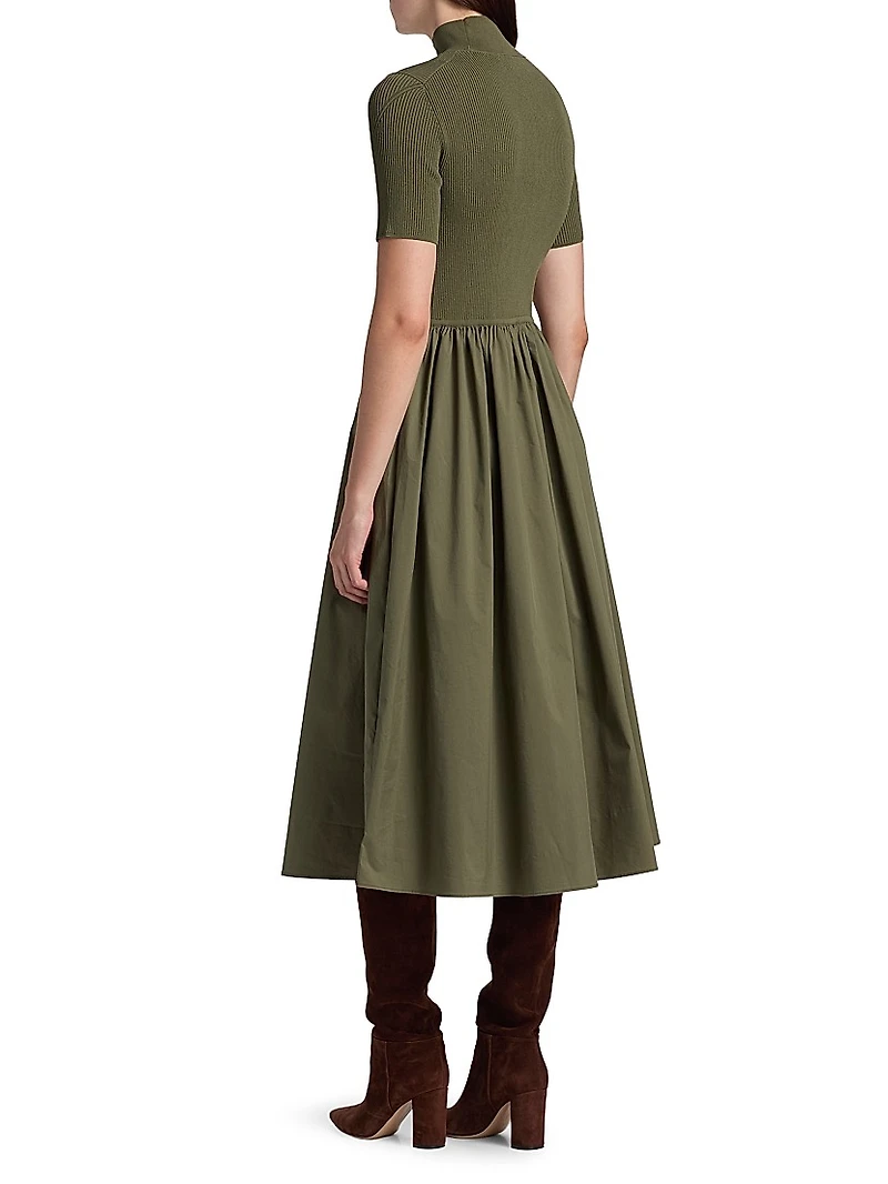 Teresa Rib-Knit Cotton-Blend Midi-Dress