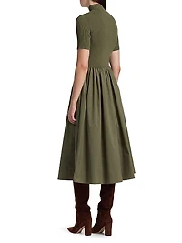 Teresa Rib-Knit Cotton-Blend Midi-Dress