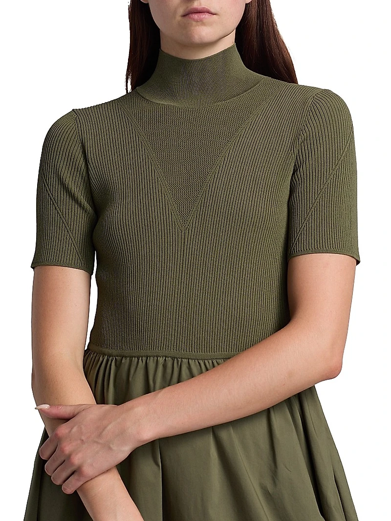 Teresa Rib-Knit Cotton-Blend Midi-Dress