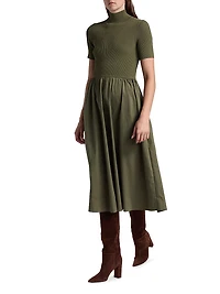 Teresa Rib-Knit Cotton-Blend Midi-Dress