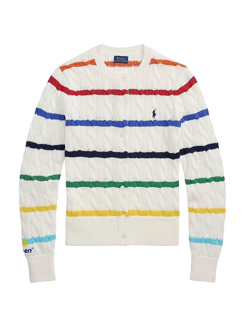 US Open Striped Cable-Knit Cardigan