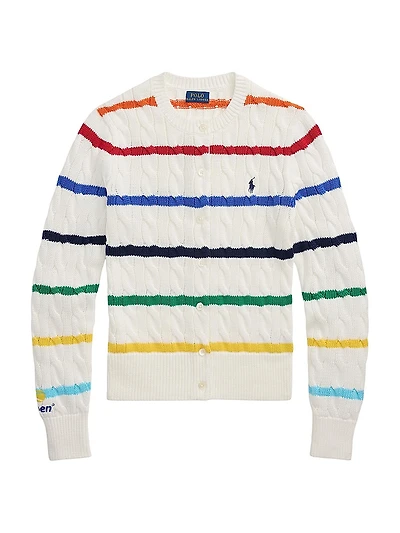 US Open Striped Cable-Knit Cardigan