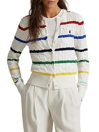 US Open Striped Cable-Knit Cardigan