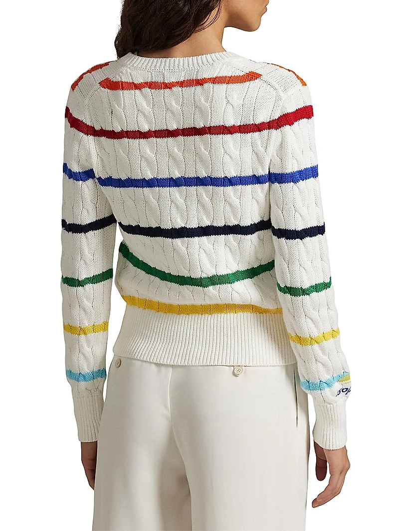 US Open Striped Cable-Knit Cardigan