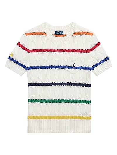 US Open Striped Cable-Knit Sweater