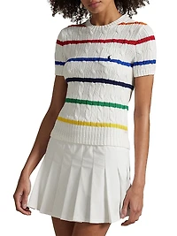 US Open Striped Cable-Knit Sweater