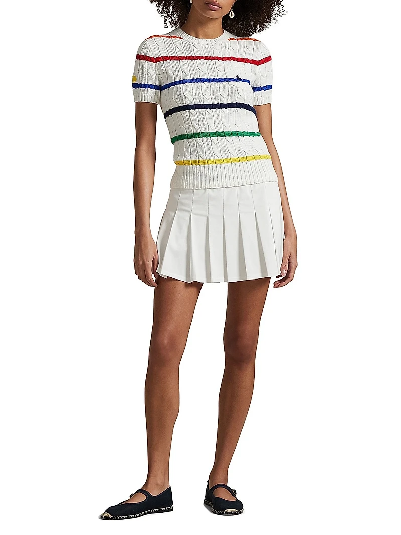 US Open Striped Cable-Knit Sweater