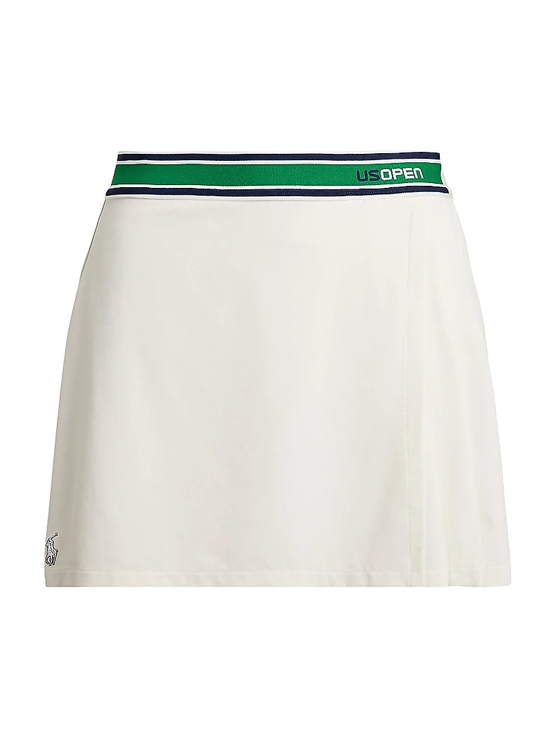 US Open Pleated Striped Wrap Skort