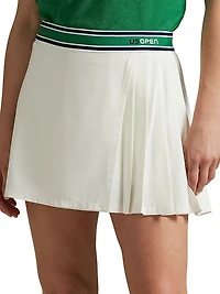 US Open Pleated Striped Wrap Skort