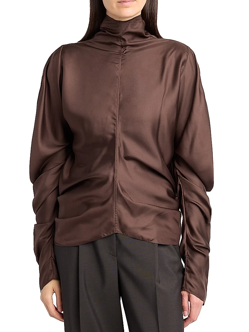 Miles Ruched Silk Blouse
