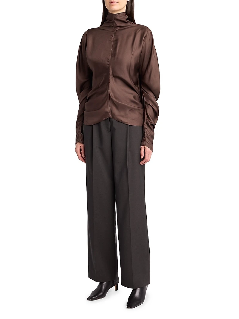 Miles Ruched Silk Blouse