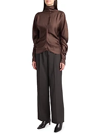 Miles Ruched Silk Blouse