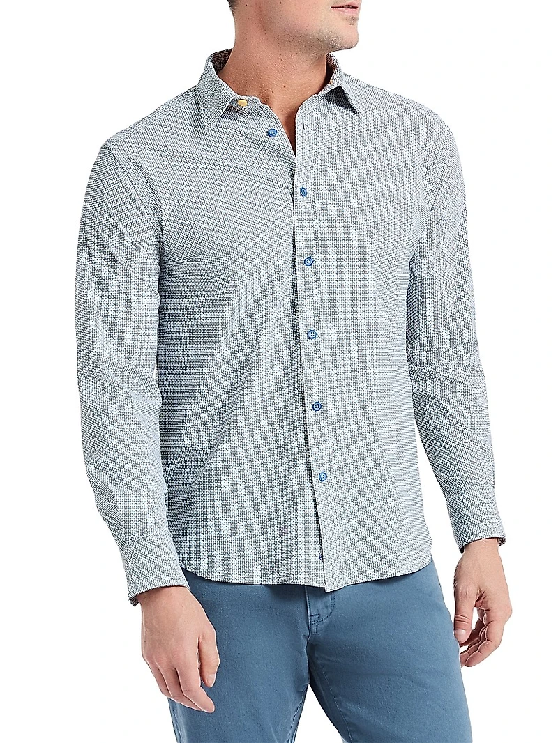 Caveda Abstract Stretch-Cotton Shirt