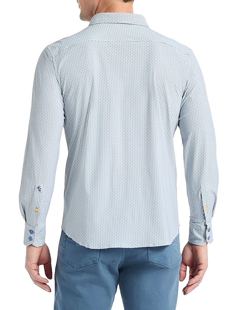 Caveda Abstract Stretch-Cotton Shirt