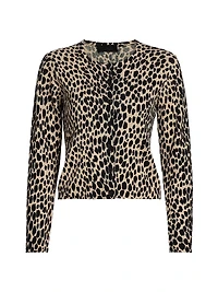 Laevin Animal-Print Cashmere Cardigan