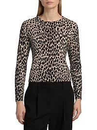 Laevin Animal-Print Cashmere Cardigan