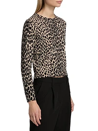 Laevin Animal-Print Cashmere Cardigan