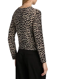 Laevin Animal-Print Cashmere Cardigan