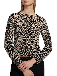 Laevin Animal-Print Cashmere Cardigan