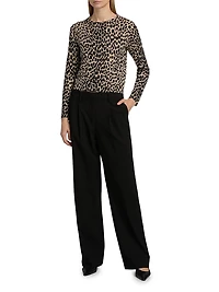Laevin Animal-Print Cashmere Cardigan