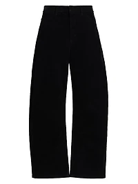 Tribeca Corduroy Barrel-Leg Crop Pants