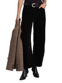 Tribeca Corduroy Barrel-Leg Crop Pants